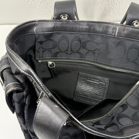 Vintage Y2K Coach Legacy Black Signature C Canvas Tote Leather Trim Handbag - Picture 5 of 11
